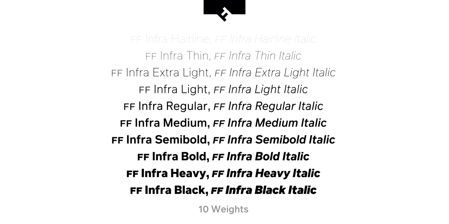 Beispiel einer FF Infra Bold-Schriftart